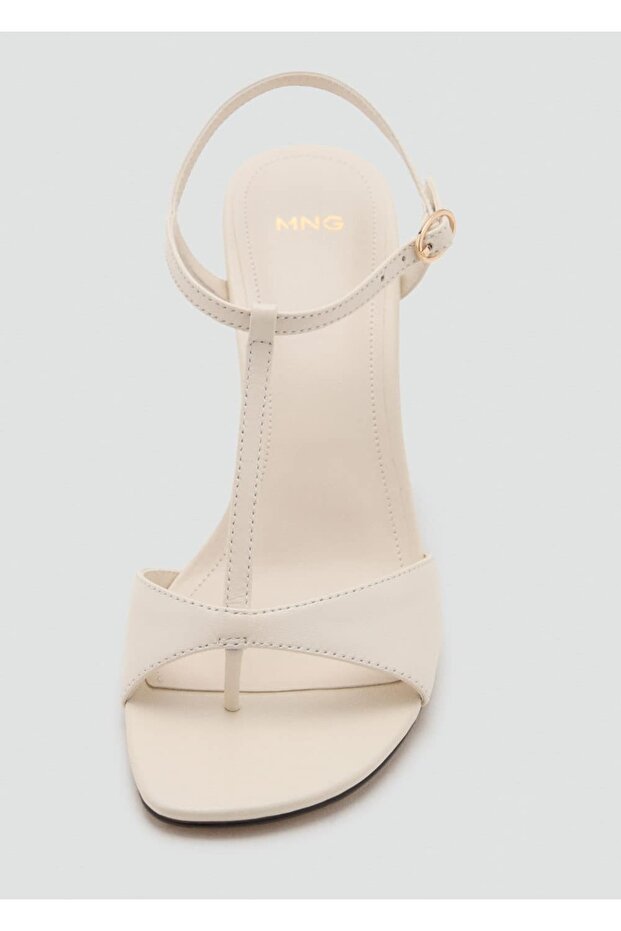 Bantlı topuklu deri sandalet - 6