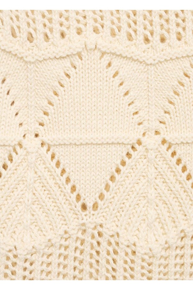 Volanlı ajur örgü yelek - 8