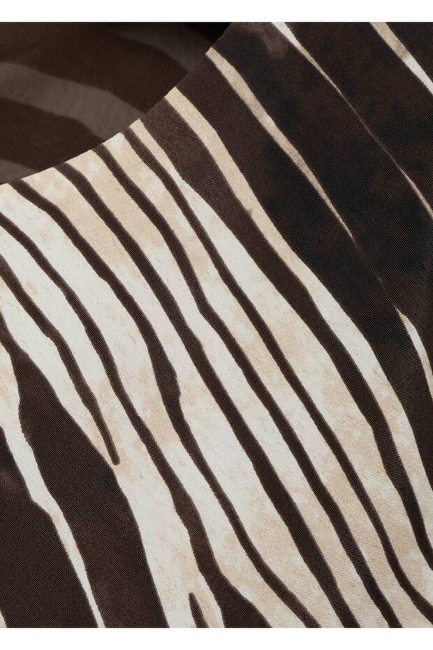 Zebra desenli çan kollu elbise - 6