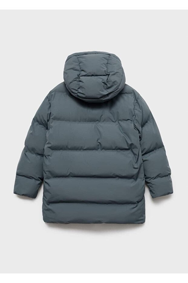 Kapüşonlu uzun kapitone anorak - 3