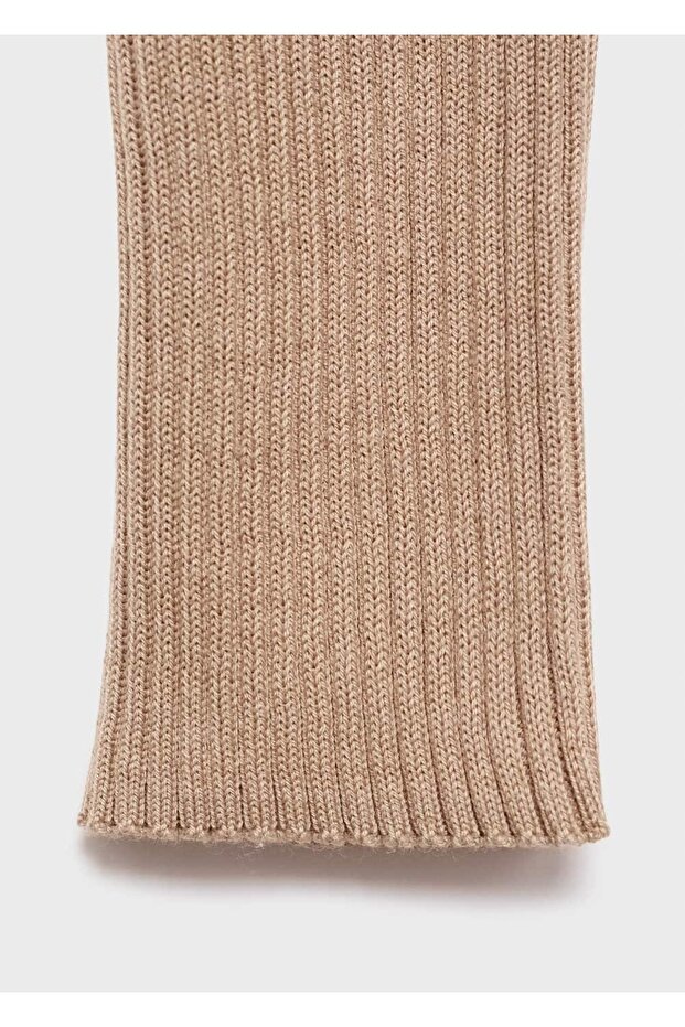 V yaka lastik örgü kazak - 5