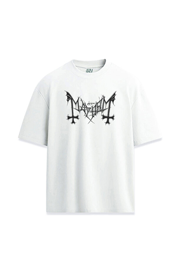 Mayhem Punk Black Metal Group Written Printed Unisex T-Shirt