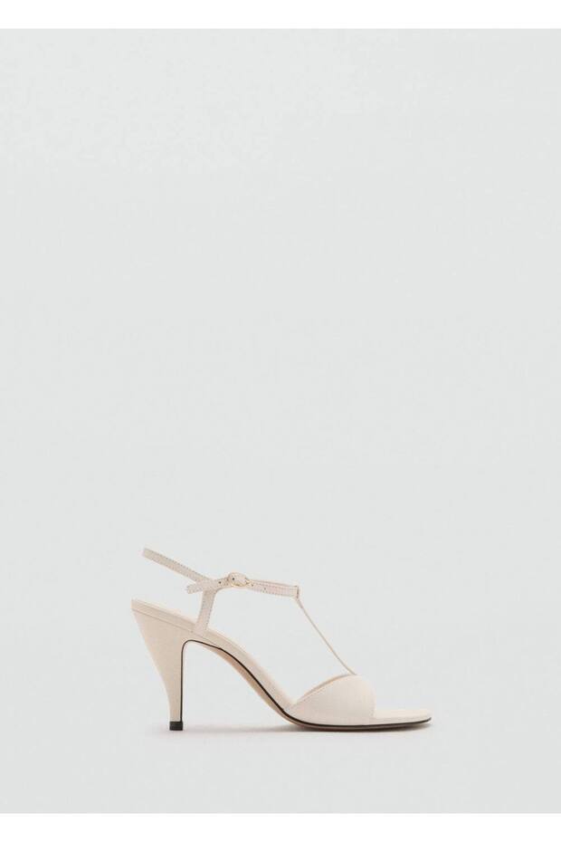 Bantlı topuklu deri sandalet - 3