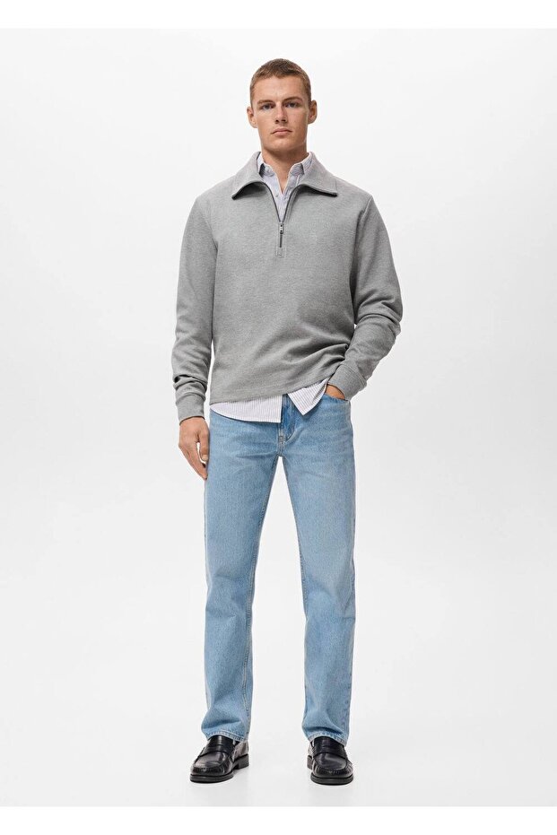 Fermuarlı pamuklu sweatshirt - 2