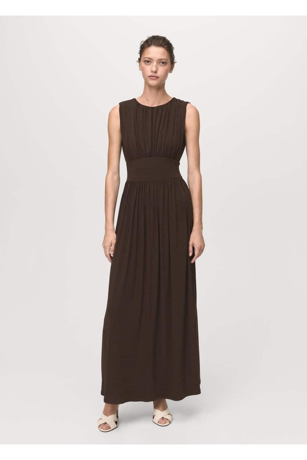 Büzgülü uzun elbise - 2