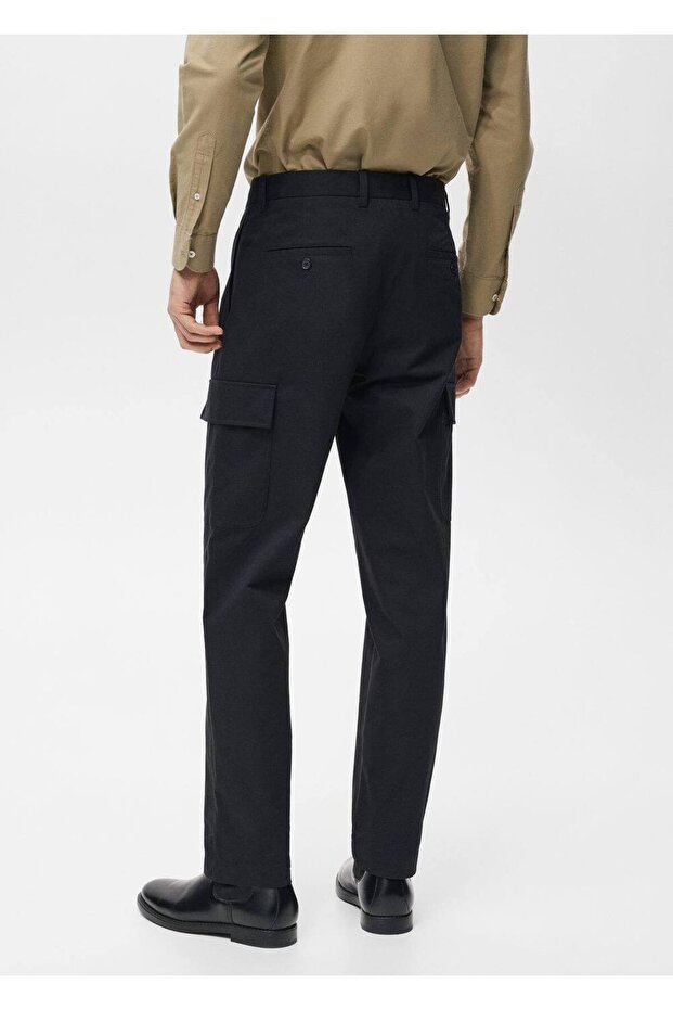 Regular kesim pamuklu kargo pantolon - 4