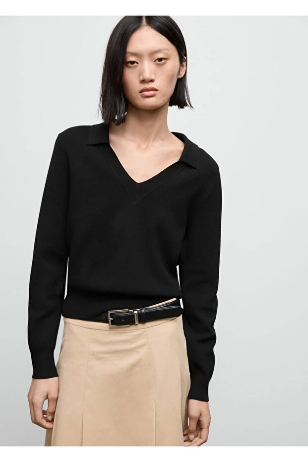 V yaka ince triko kazak - 1