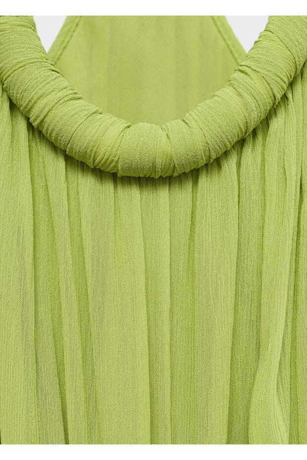 Oversize pileli elbise - 8