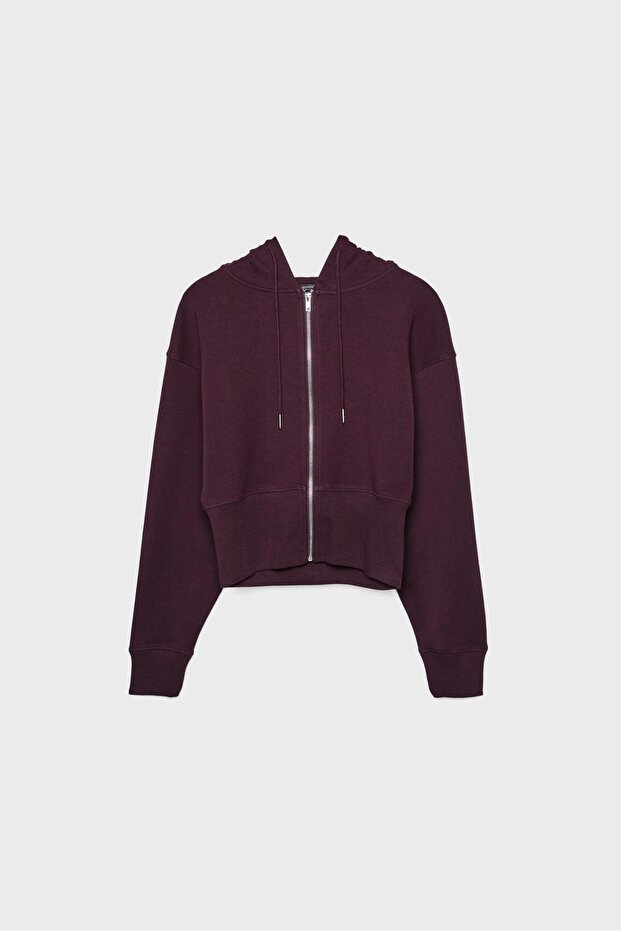 Kapüşonlu fermuarlı sweatshirt - 5