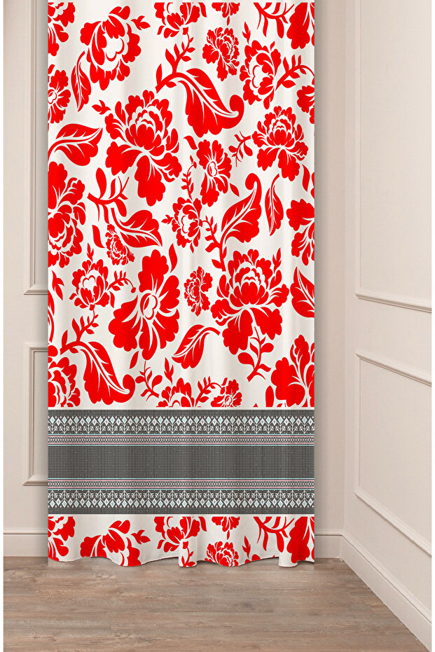 Authentic, Anatolian, Ethnic Patterned Special Design Digital Printed (Single Wing) Modern Stylish Background Curtain