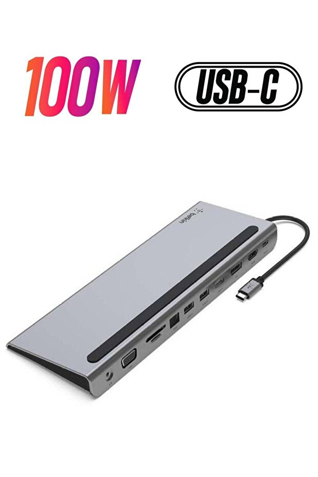 USB C Hub, 11-In-1 Multiport Adapter Dock With 4K HDMI, DP, VGA, USB-C 100W PD Pass-Through C - 1