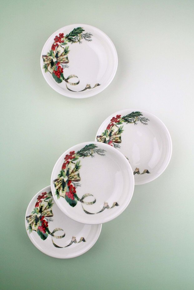 Green Bow 4 Pieces Porcelain Snack Bowl