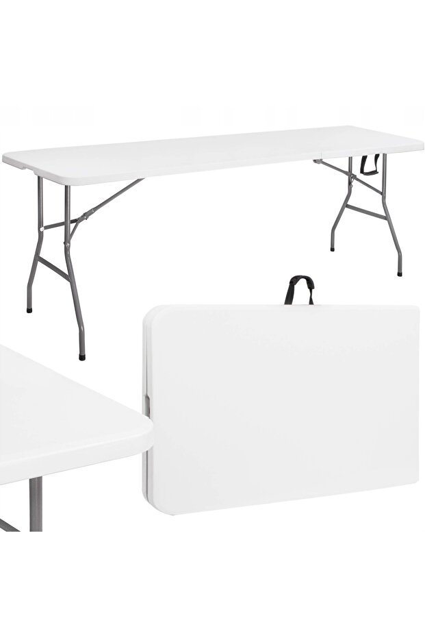 Multifunctional rectangular folding table, 240x75x74 cm, white - 2