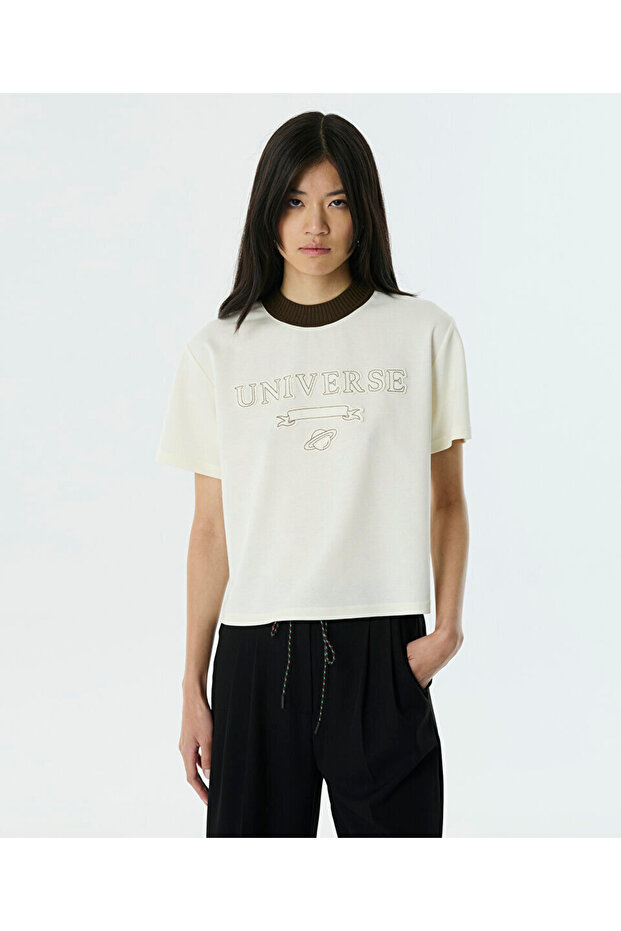 SLOGAN PATCH'Lİ CROP T-SHIRT - 1