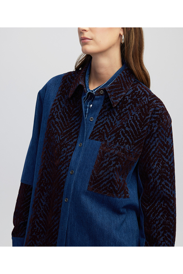 Denim mix gömlek - 6