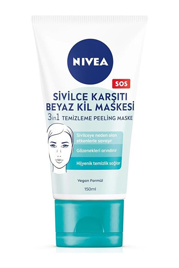 Anti 3 in 1 White Clay Mask 150ml, Cleansing, Exfoliating, Blackheads