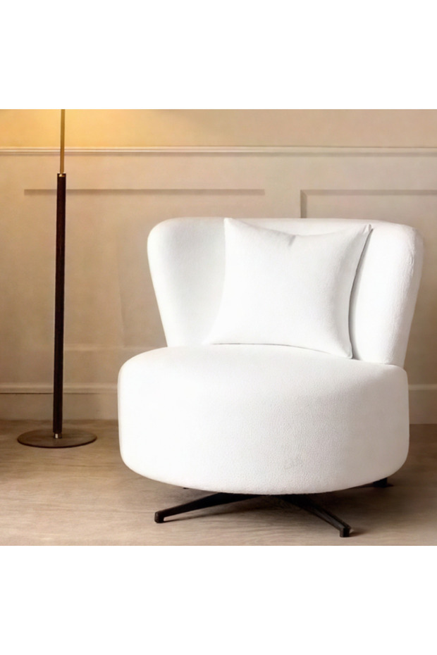 كرسي دائري فردي، أبيض - 1