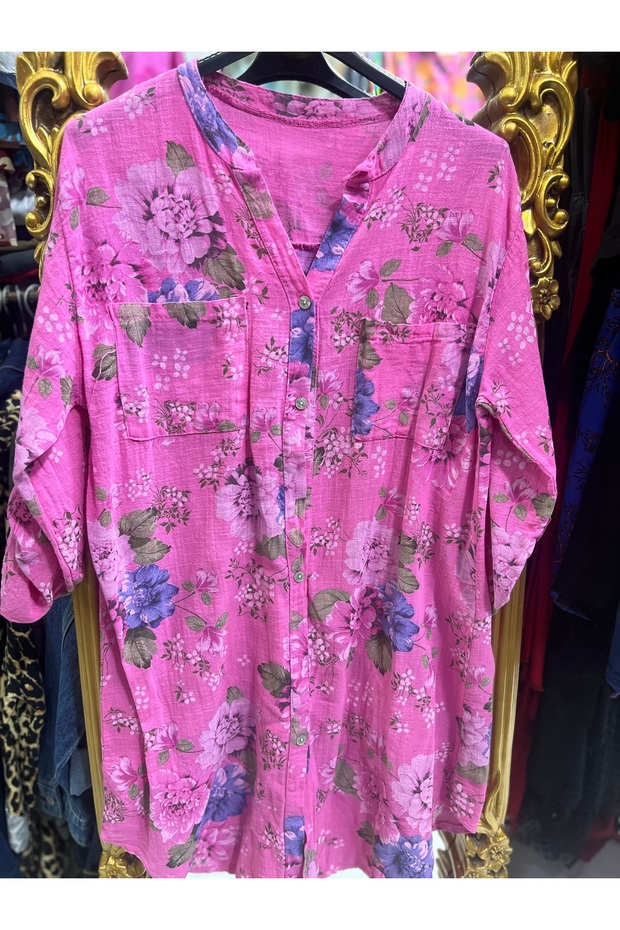 Linen Italian Patterned Shirt Tunic