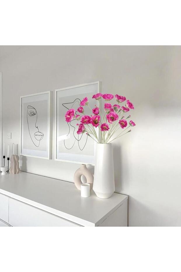 Yapay Çiçek Gelincik Çiçeği Fuşya Renk 3 Çiçek 1 Tomurcuk 59Cm - 3