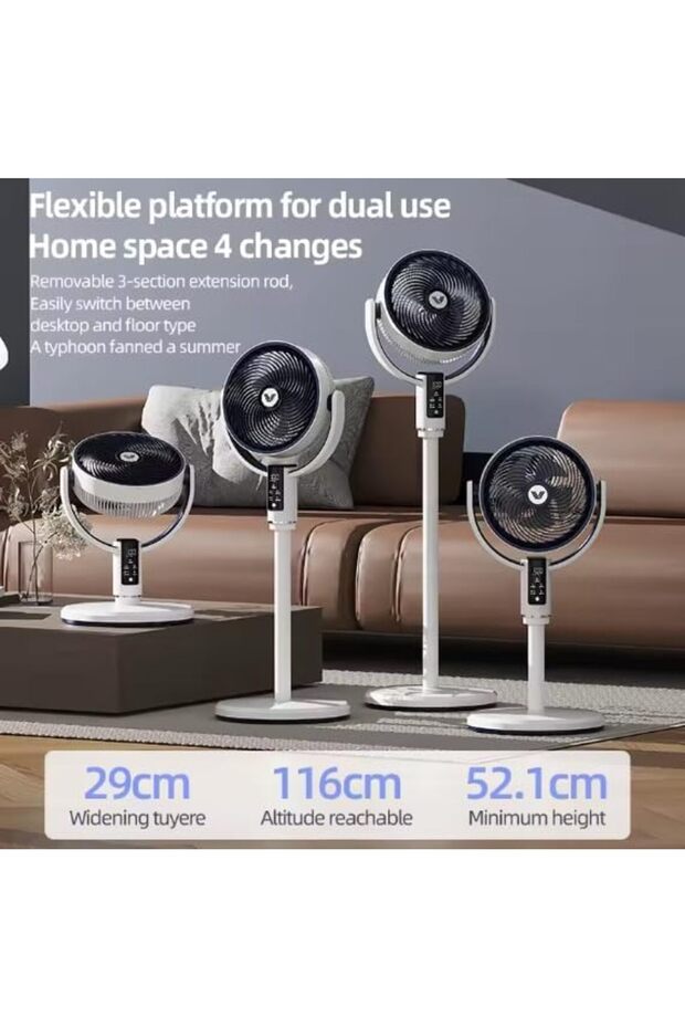 Smart Oscillating Stand Fan, 10 Speeds, Remote Control, 116cm Height, with Aromatherapy Function and - 3