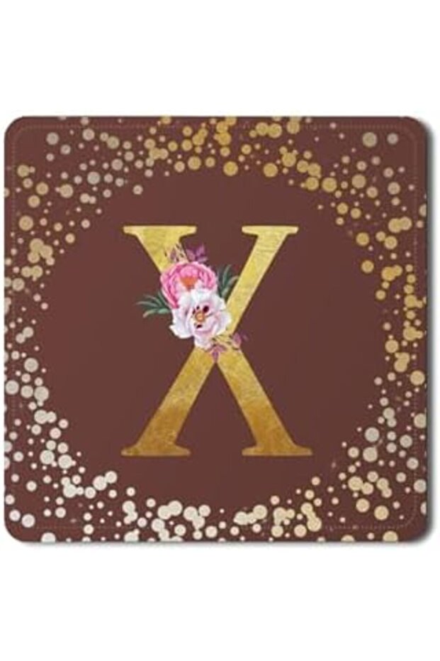 2 Pack Designer Leather Coasters Mat for Beverage Drinks- Custom Monogram Initial Letter F