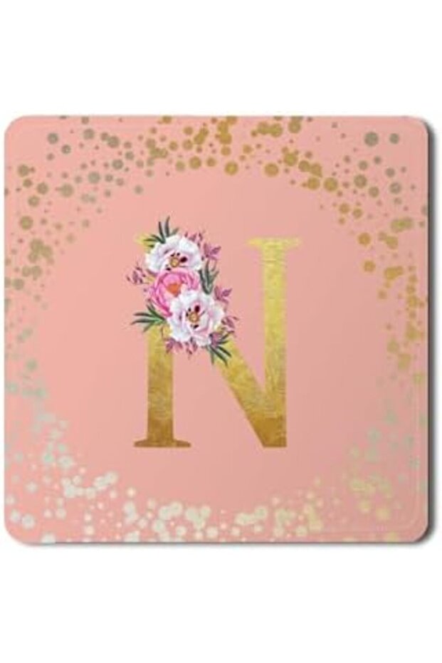 2 Pack Designer Leather Coasters Mat for Beverage Drinks - Custom Monogram Initial Letter