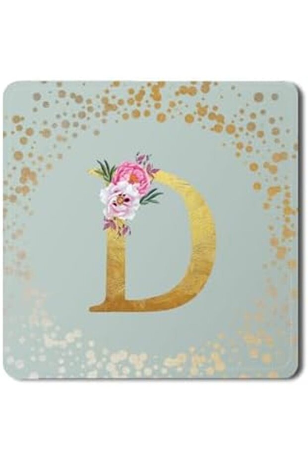 2 Pack Designer Leather Coasters Mat for Beverage Drinks - Custom Monogram Initial Letter