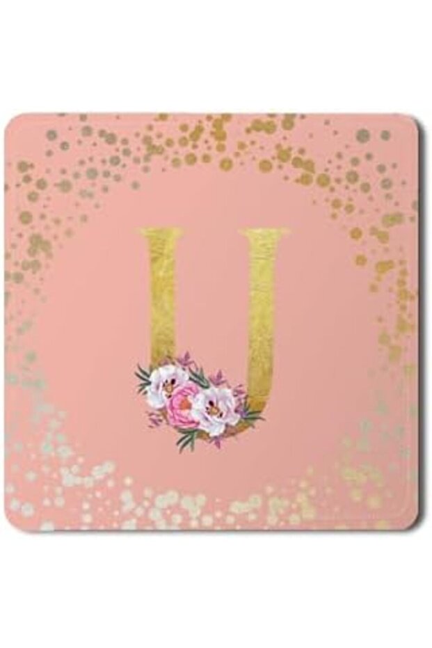 Stylizeed 2 Pack Designer Leather Coasters Mat for Beverage Drinks - Custom Monogram Initial Letter