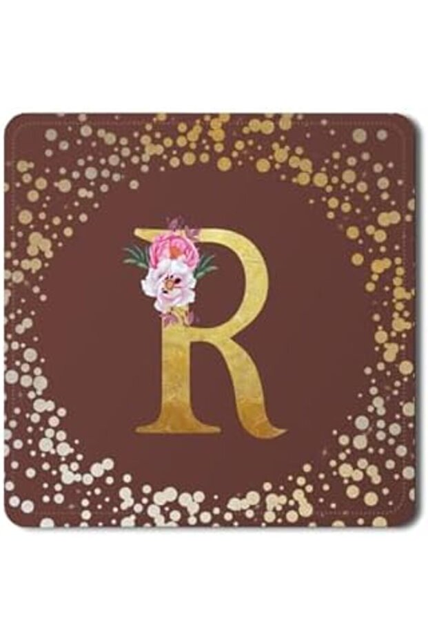 Stylizeed 2 Pack Designer Leather Coasters Mat for Beverage Drinks - Custom Monogram Initial Letter