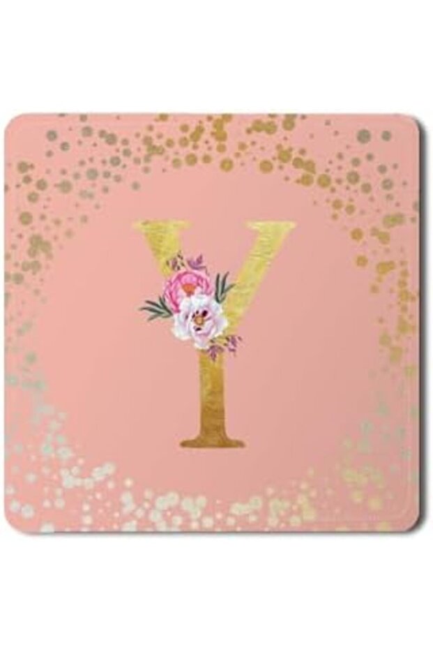 2 Pack Designer Leather Coasters Mat for Beverage Drinks - Custom Monogram Initial Letter