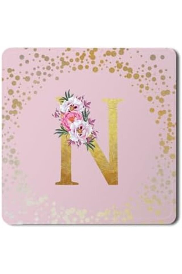2 Pack Designer Leather Coasters Mat for Beverage Drinks - Custom Monogram Initial Letter