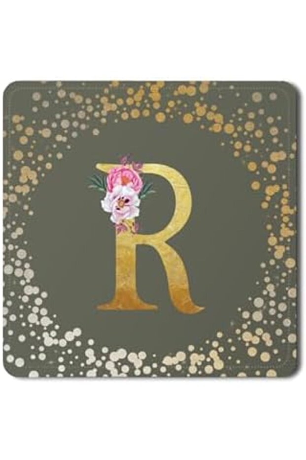 Stylizeed 2 Pack Designer Leather Coasters Mat for Beverage Drinks- Custom Monogram Initial Letter F