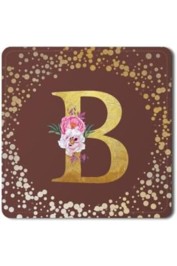 Stylizeed 2 Pack Designer Leather Coasters Mat for Beverage Drinks - Custom Monogram Initial Letter