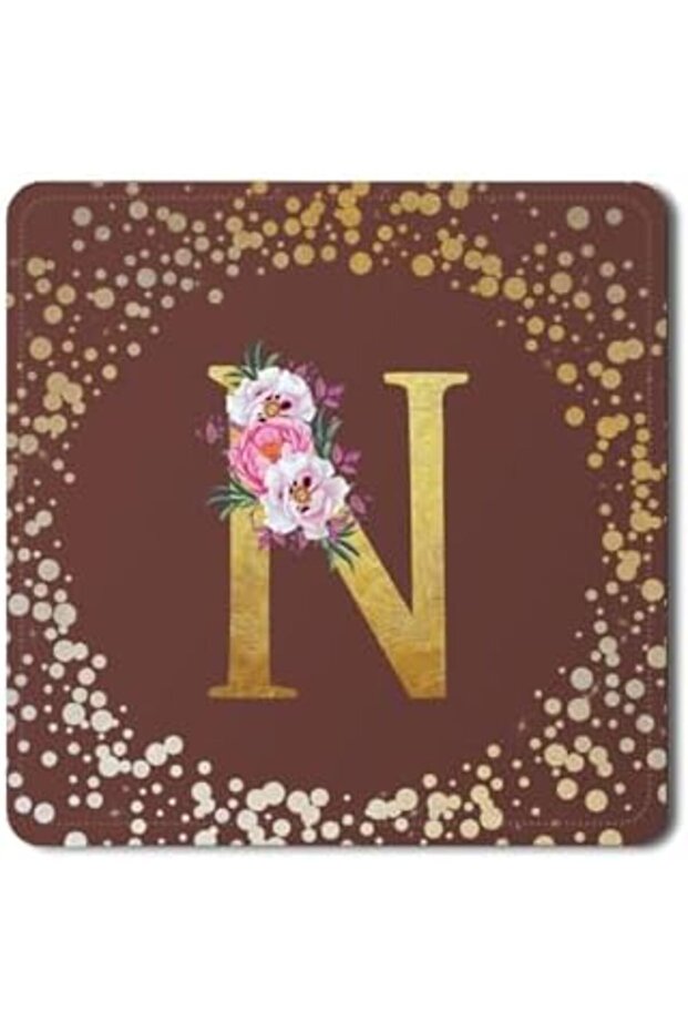 2 Pack Designer Leather Coasters Mat for Beverage Drinks - Custom Monogram Initial Letter
