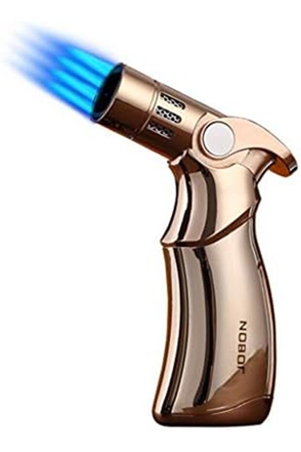 Cigar Lighters Windproof 4 Jet Flame Refillable Butane Gas Torch Lighter Cigarette Metal L