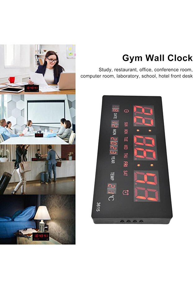 Digital Wall Clock, Silent LED Large Display Digital Clock with Date and Day of Week & Indoor T - 7