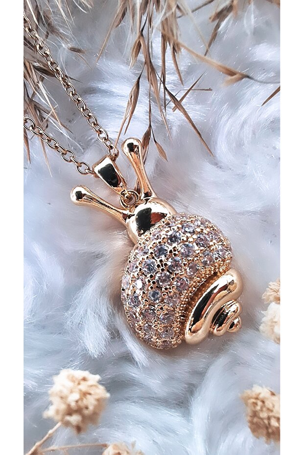 Salyangoz Figürlü Çelik Kolye - 5