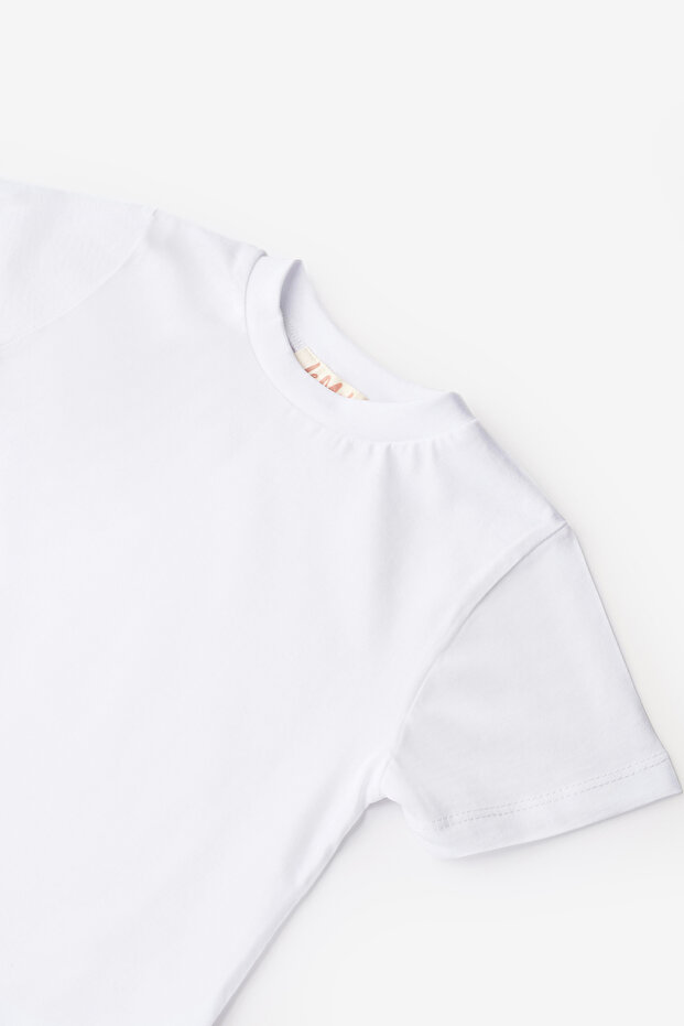 Beyaz Penye Basic Çocuk Tişört - 3