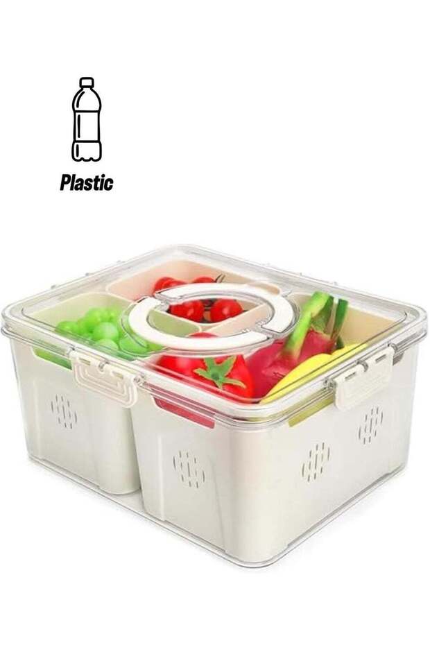 Fridge Organizers and Storage, Medium 3-in-1 Draining Crisper with Strainer for Fruits Vegetables A