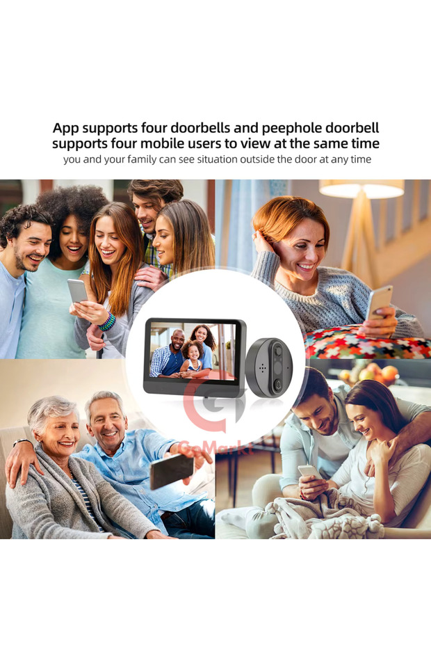 720P HD Wi-Fi Video Kapı Zili 4.3 inç Renkli Ekranlı, Gece Görüşü ve Hareket Sensörü - 6
