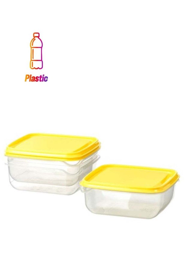 3-Piece Plastic Food Container Yellow/Clear 0.6Liters
