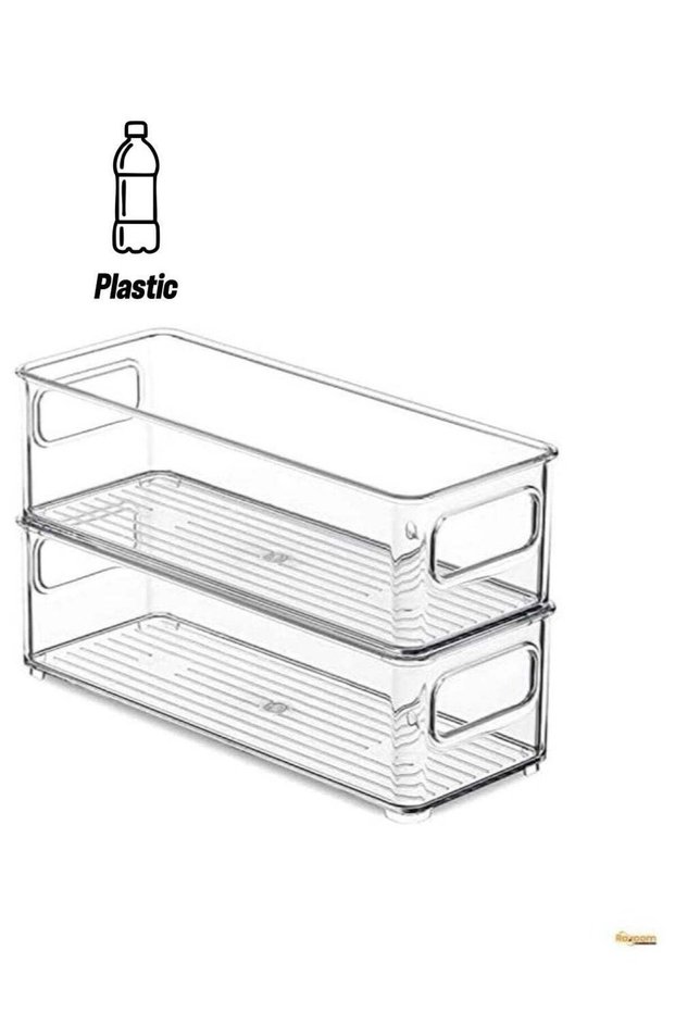 2 Pack Clear unbreakable Stackable Fridge Organizers and storage,Fridge Organizer Bins with Lids、Dr