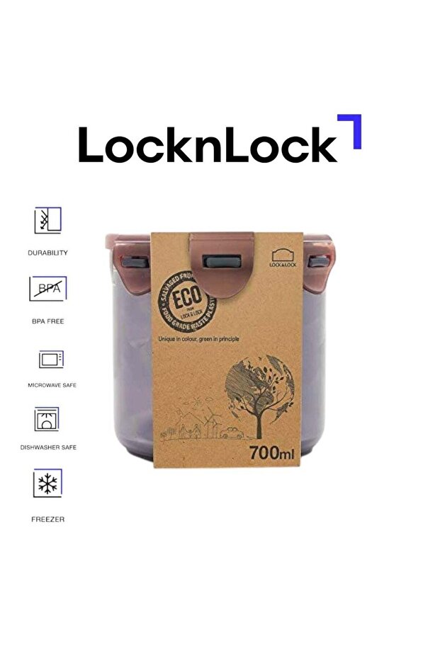LocknLock Eco-Friendly 700ml Airtight Round Food Container - Microwave, Freezer, and Dishwasher Sa