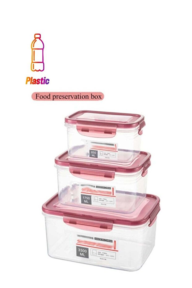 Set of 3 Plastic LocknLock Airtight Food Storage Container Reusable BPA Free Rectangular Food Conta