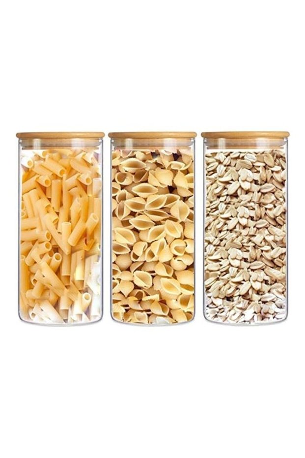 3Pcs- 900ML Borosilicate Round Glass Food Storage Jar Clear/Brown 900ml