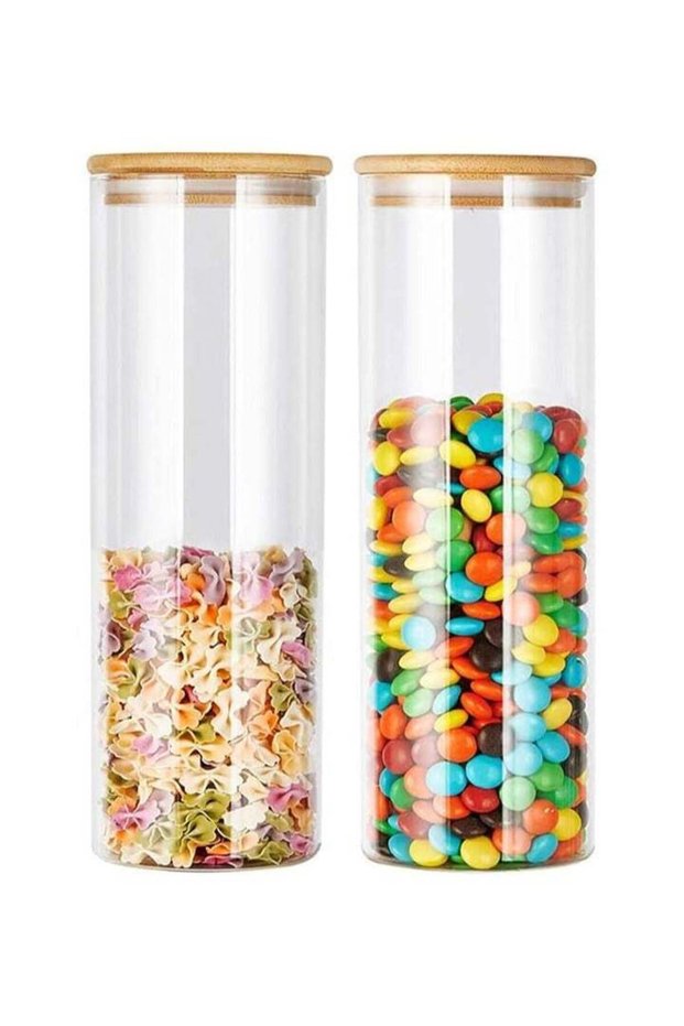 Glass Storage Jar with Bamboo Lids,Glass Airtight Canisters sets,Spice Jar, Pantry Organization and