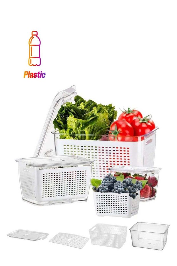 Fresh Produce Saver Veggie Fruit Storage Containers 6-in-1 for Refrigerator 3 Pack Fridge Food Stor