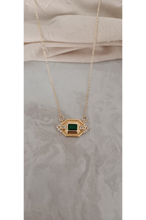 Emerald Green Stone Gold Women's Necklace