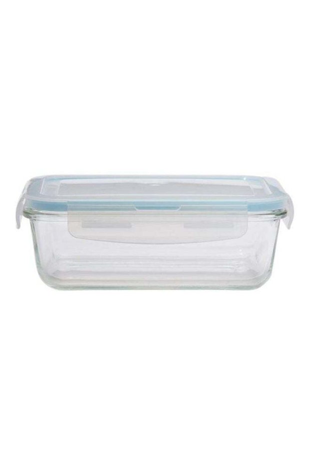 Boro Pro Rectangular Food Storage Container With Lid Blue/Clear 840ml