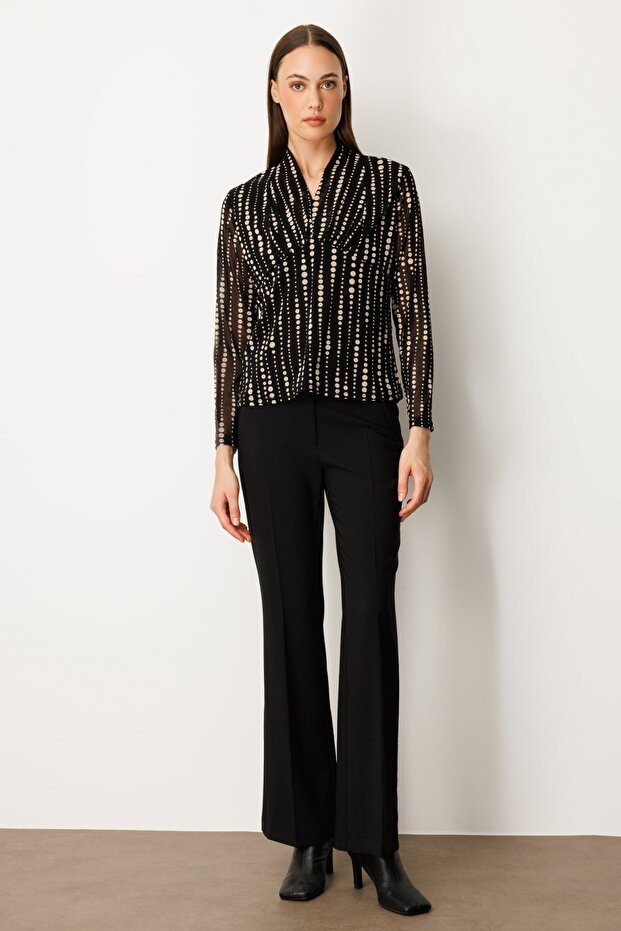 Puantiyeli Şifon Bluz - 3